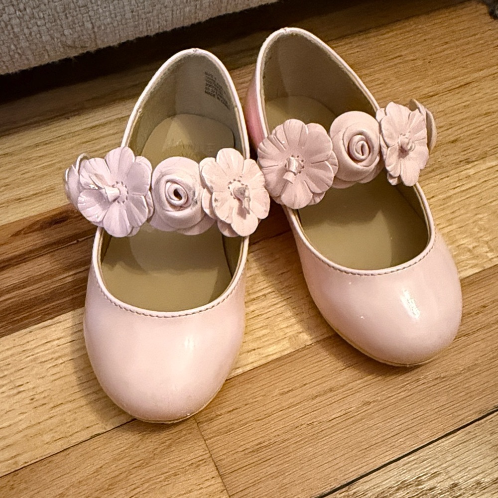 Janie & Jack Pink Patent Leather Floral Shoes Size 8 Toddler